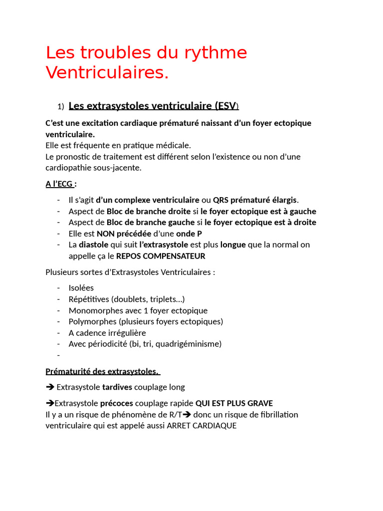 Troubles du rythme ventriculaire | PDF | Arythmie cardiaque ...