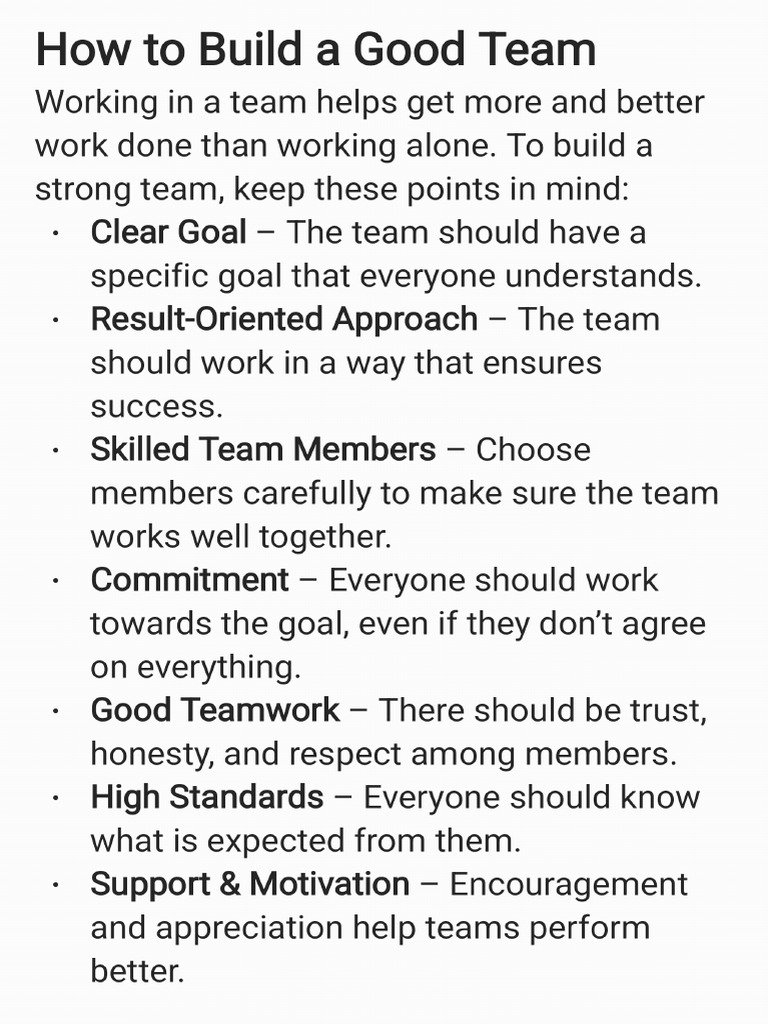 Steps To Build A Good Team | PDF