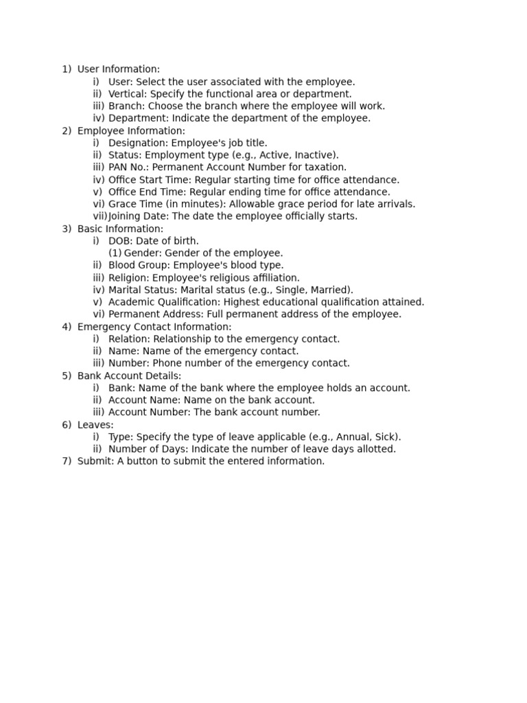 Employee Information Form Guide | PDF