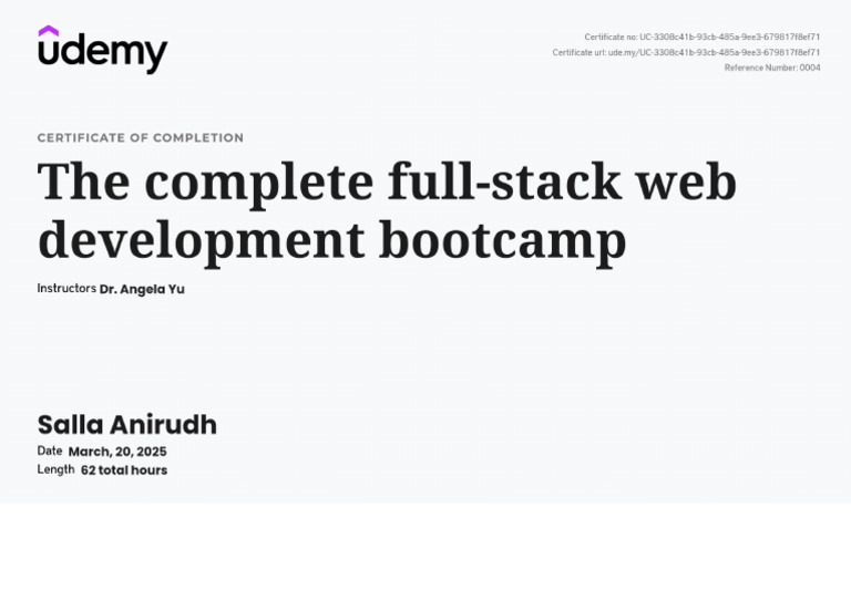 Udemy Certificate | PDF