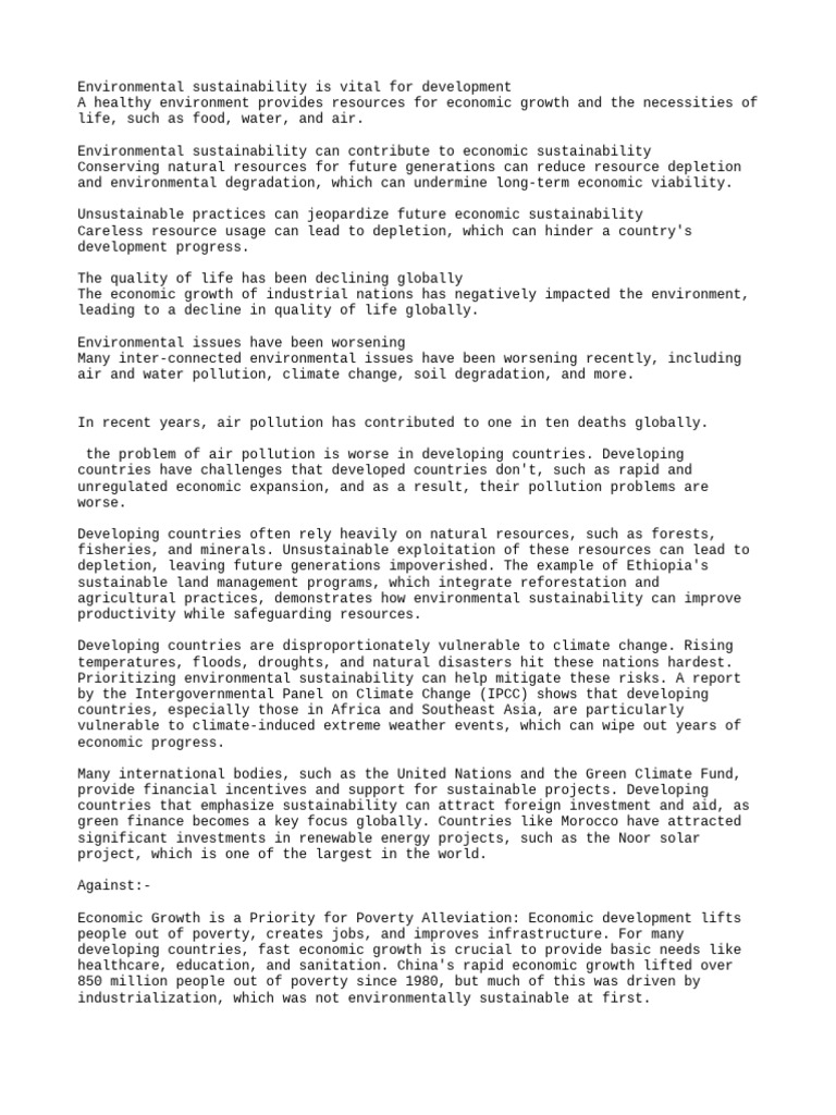 Balancing Growth and Environmental Sustainability | PDF ...