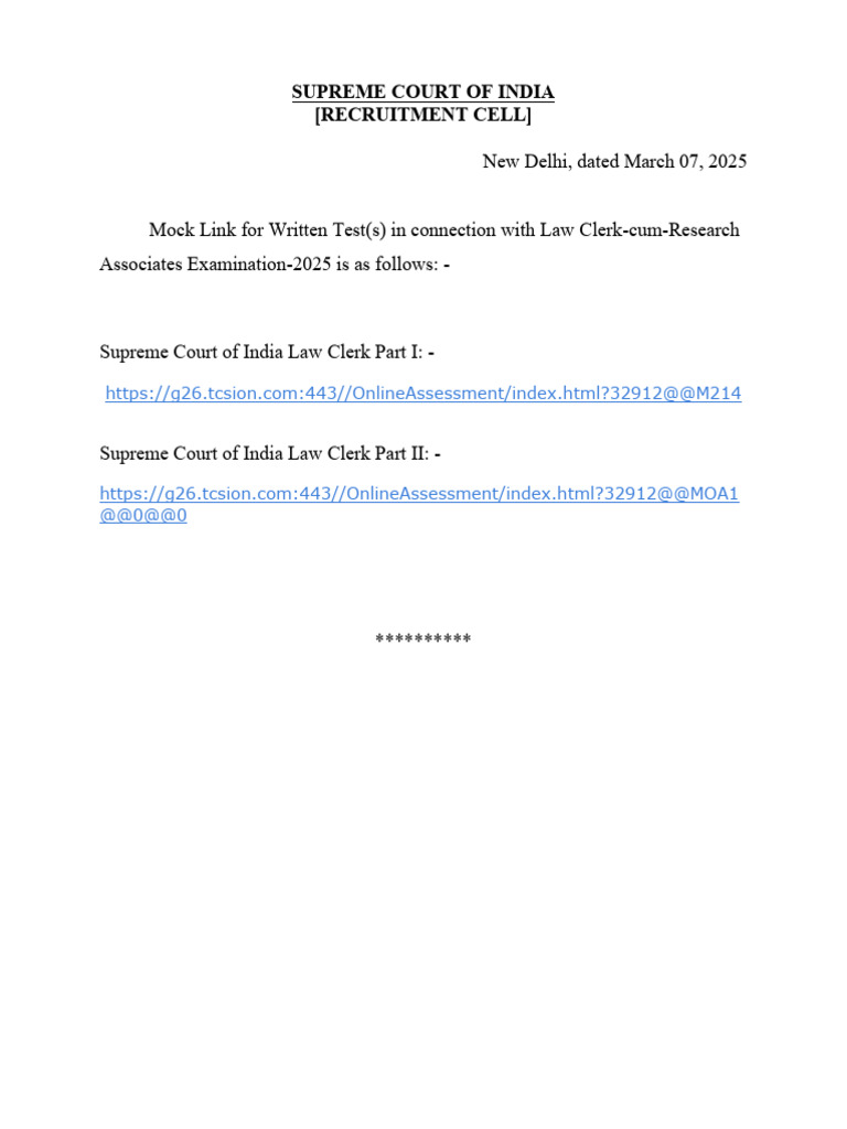 Supreme Court Law Clerk Exam Links | PDF