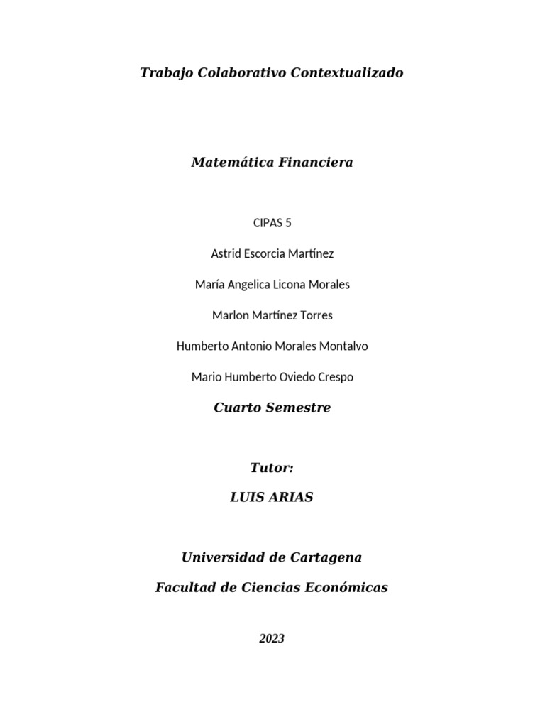 Importancia de las Matemáticas Financieras | PDF | Interés | Finanzas ...