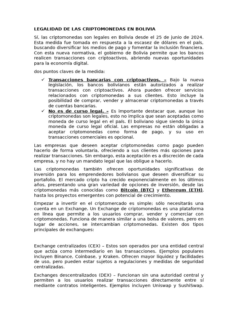 Criptomonedas en Bolivia | PDF | Criptomoneda | Bitcoin