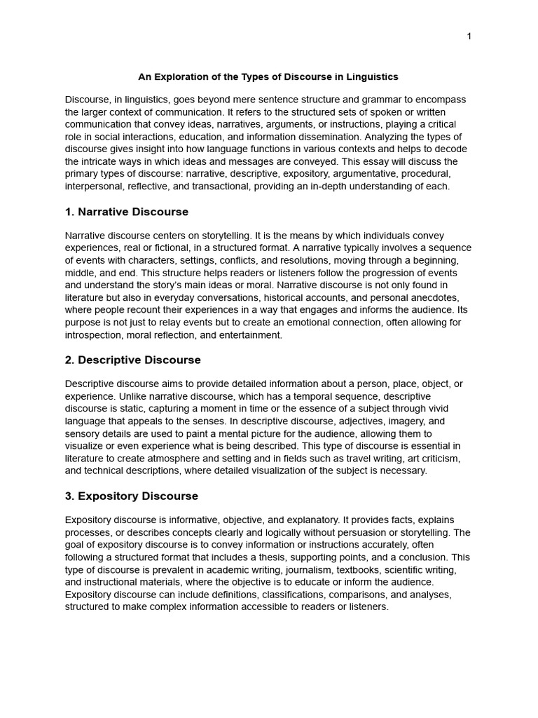 Types of Discourse in Linguistics | PDF | Morphology (Linguistics) | Word