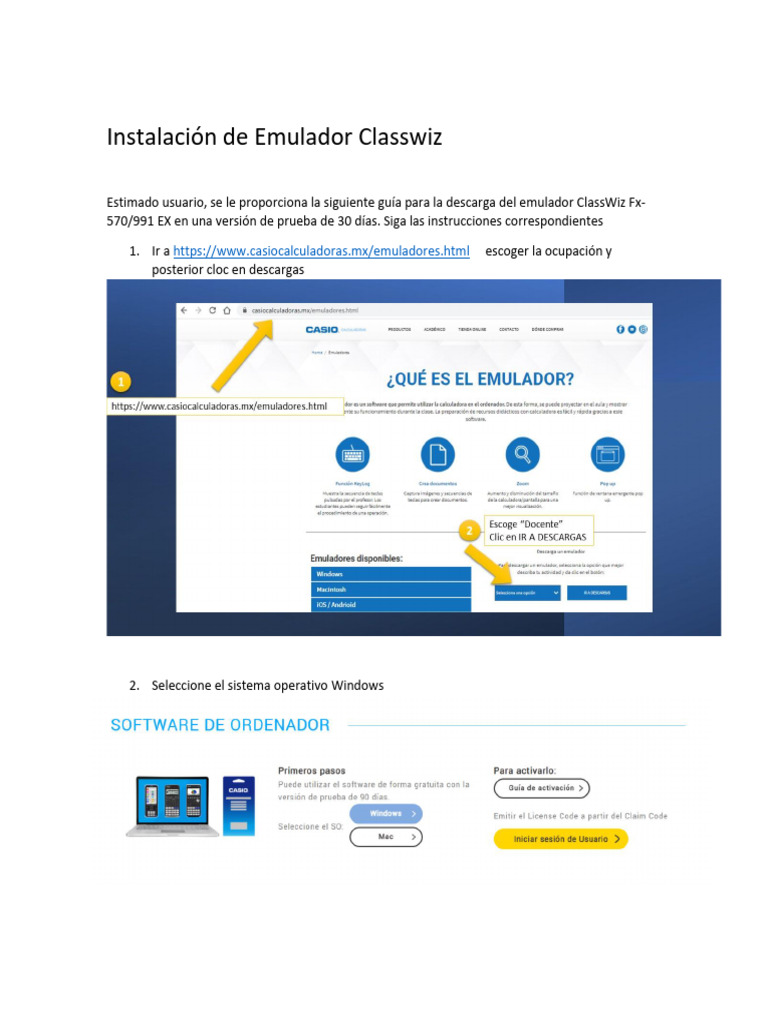Guia de Instalación de Emulador Classwiz | PDF