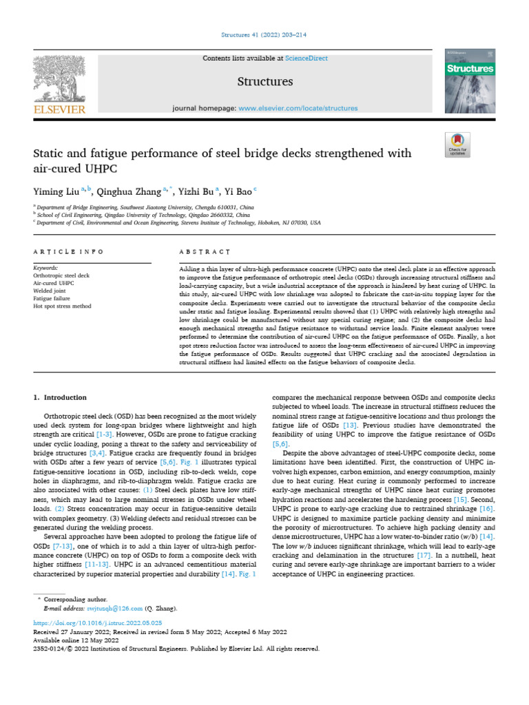 Steel Bridge Decks with Air-Cured UHPC | PDF | Fatigue (Material ...