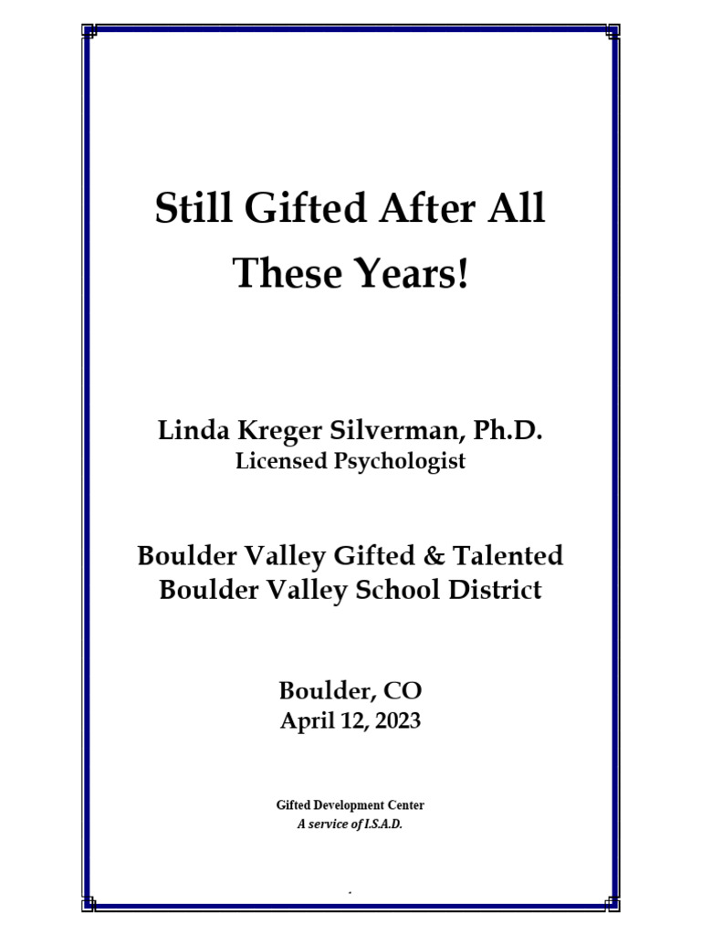 Still Gifted After All These Years PDF Cognition Psychology(02)