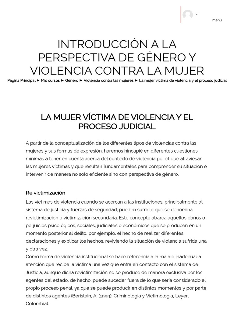 Género - La Mujer Víctima de Violencia y El Proceso Judicial | PDF ...