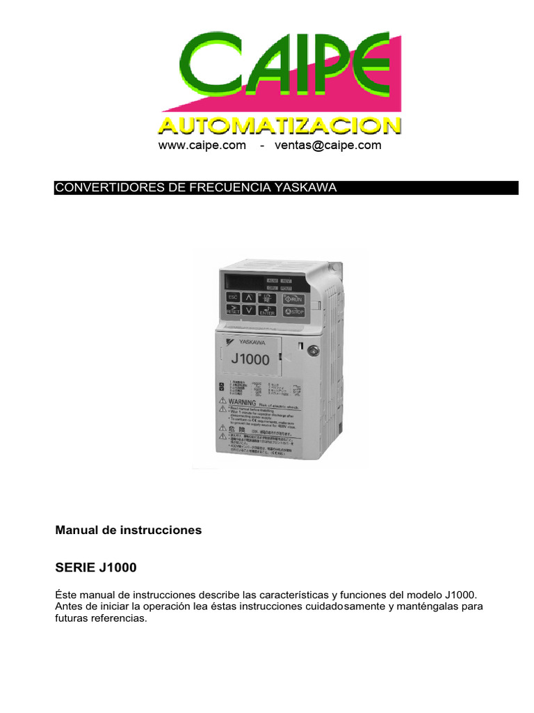 Manual J1000 de Yaskawa en Español | PDF | Tecnología