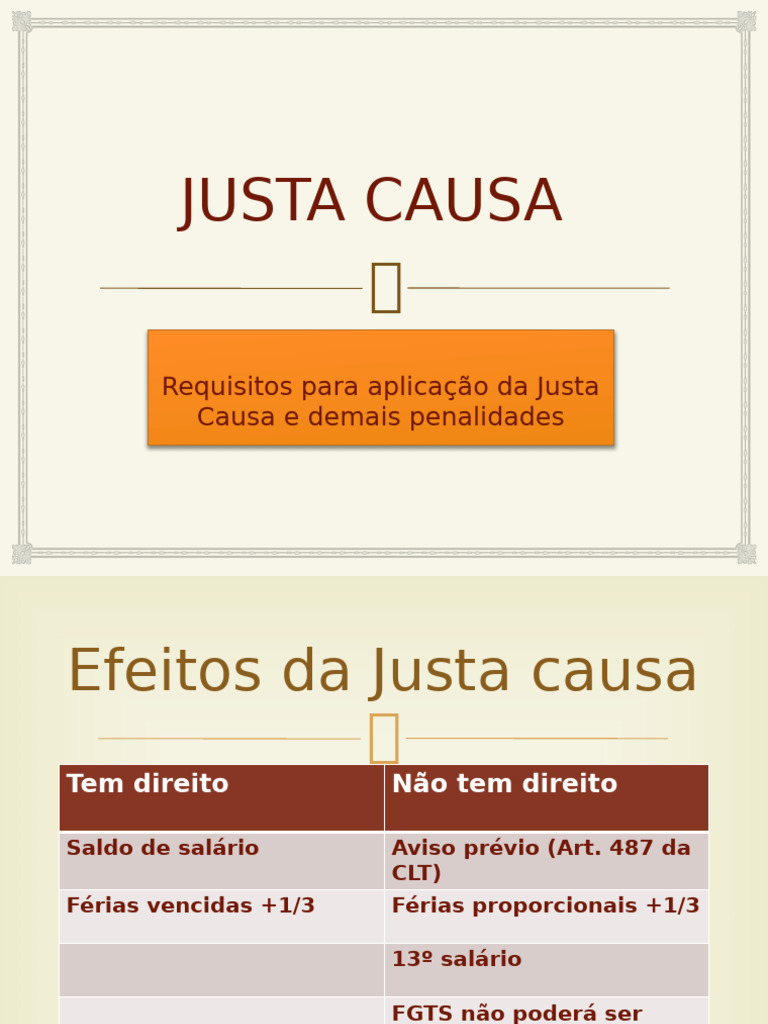 Aula 6 e 7 - JUSTA CAUSA e Aviso Prévio | PDF | Indenização | Direito ...