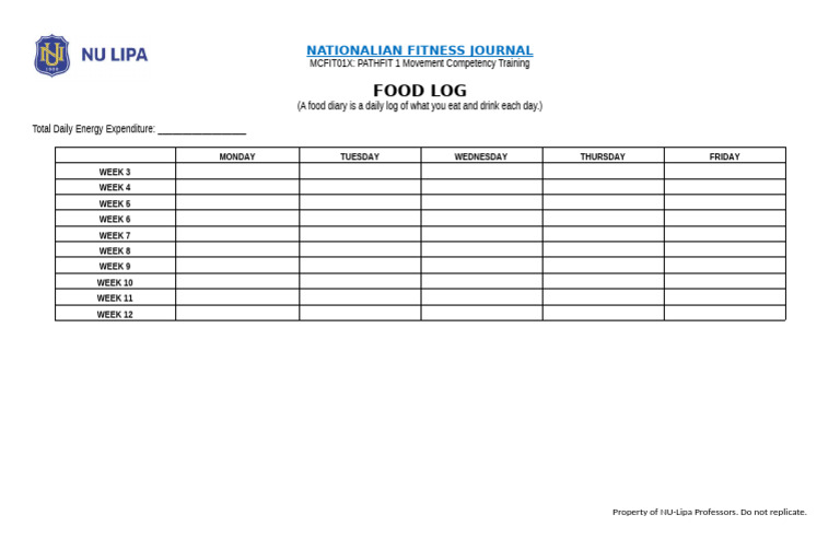 Food Log 1 | PDF
