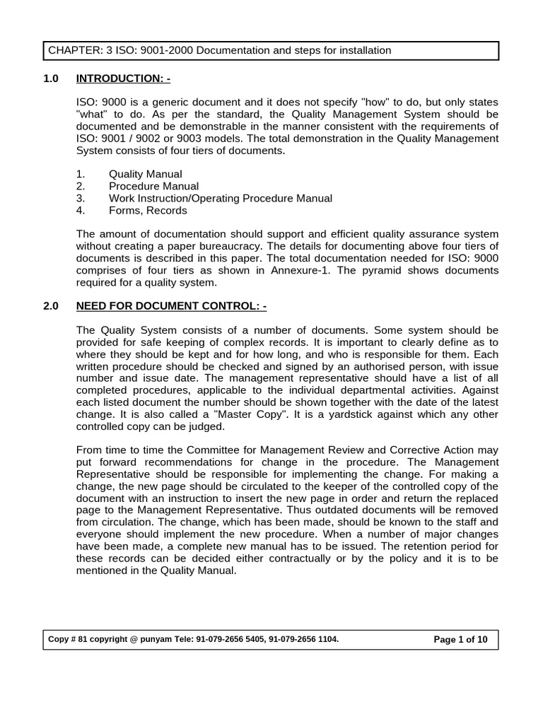 ISO 9001:2000 Documentation Guide | PDF | Quality Management System | Audit