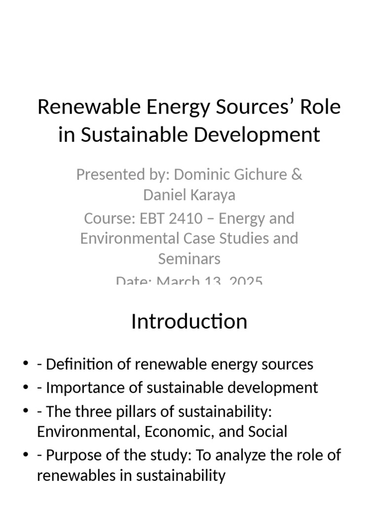 Renewable Energy and Sustainable Development | PDF | Renewable Energy ...