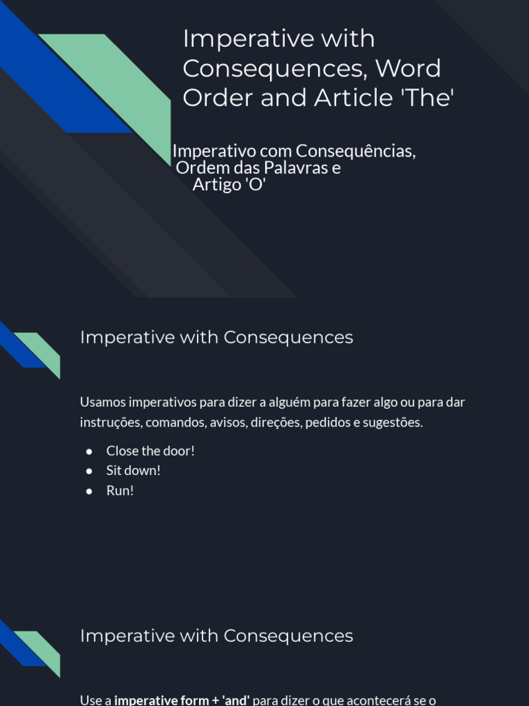 Imperative Forms and Word Order Guide | PDF | Verb | Subject (Grammar)