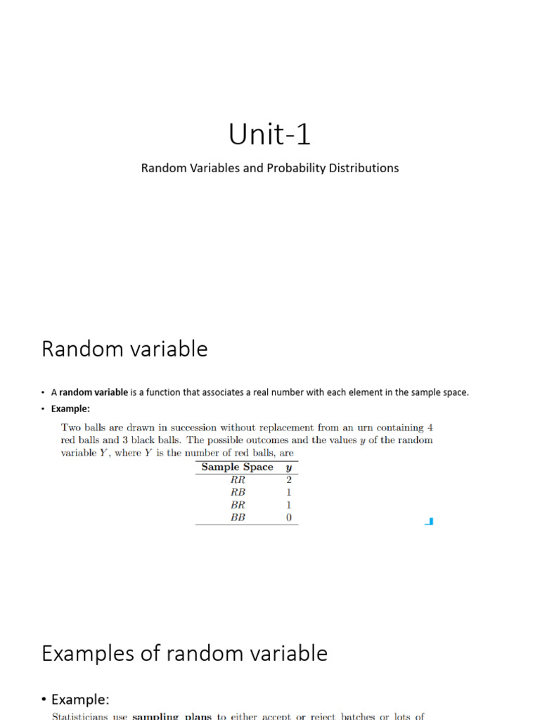 Random Variables & Probability Distributions | PDF | Probability ...