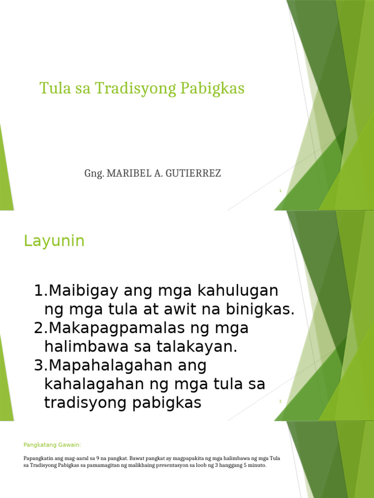 Tula Sa Tradisyong Pabigkas | PDF