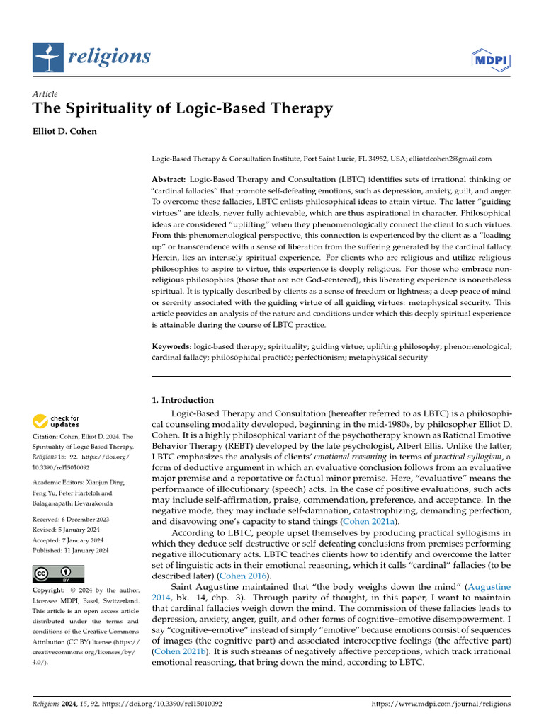 Spirituality in Logic-Based Therapy | PDF | Deductive Reasoning | Inference
