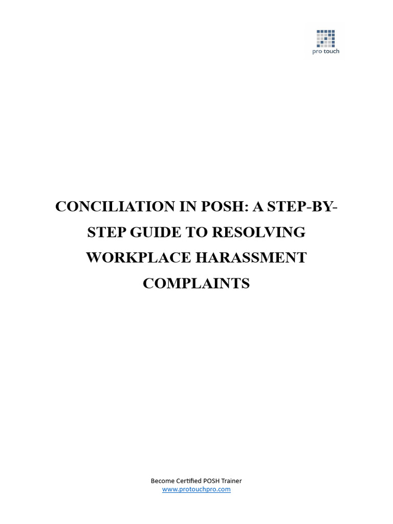 Conciliation Process Under POSH Act | PDF | Mediation