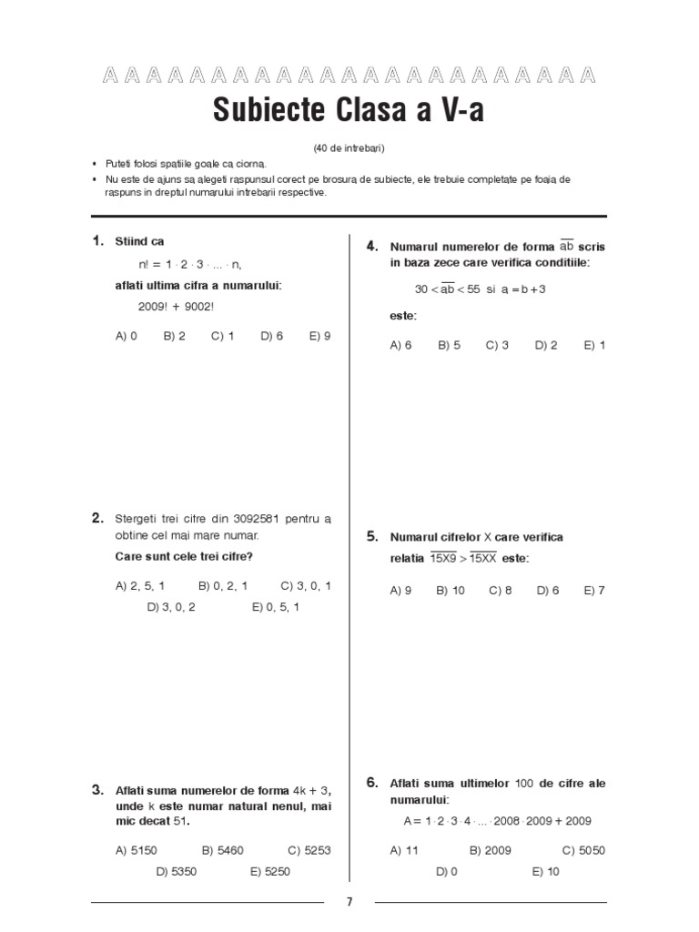 Subiecte Lumina Math XIII 5 PDF