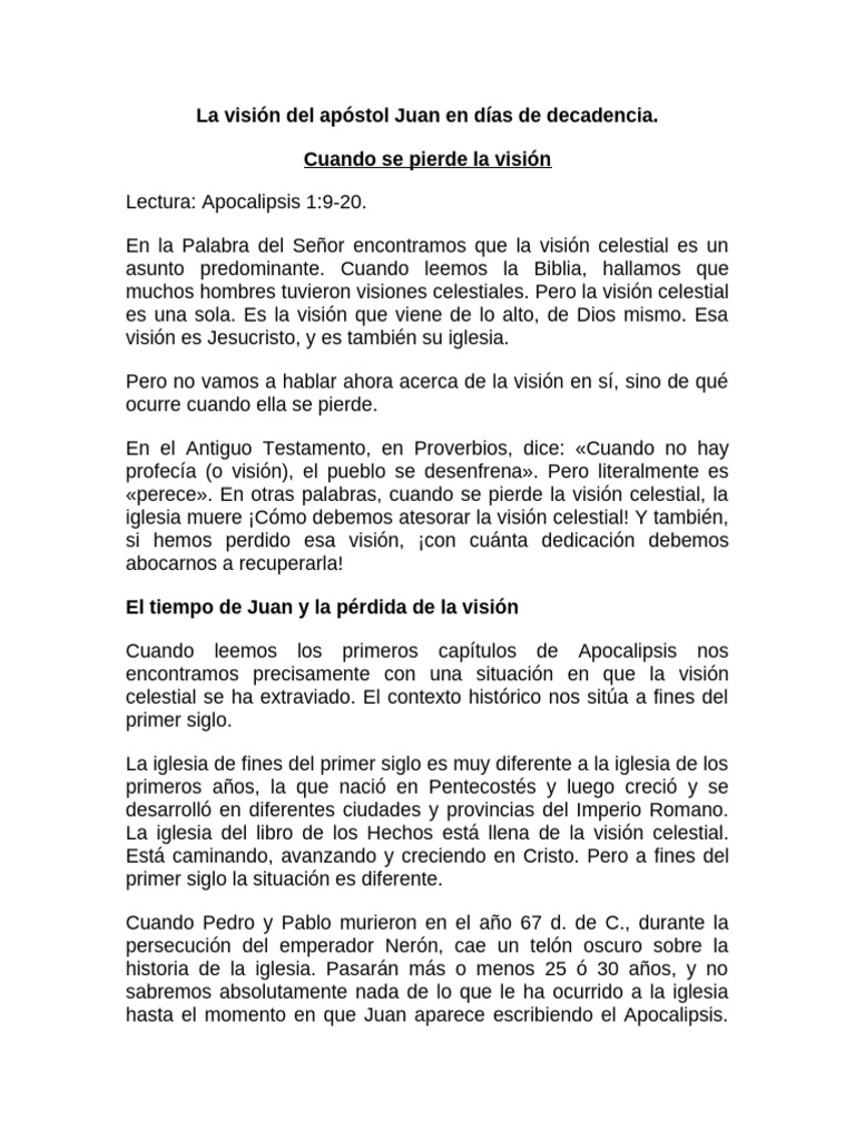 La visión celestial y su pérdida | PDF | Juan el apóstol | Cristo (título)