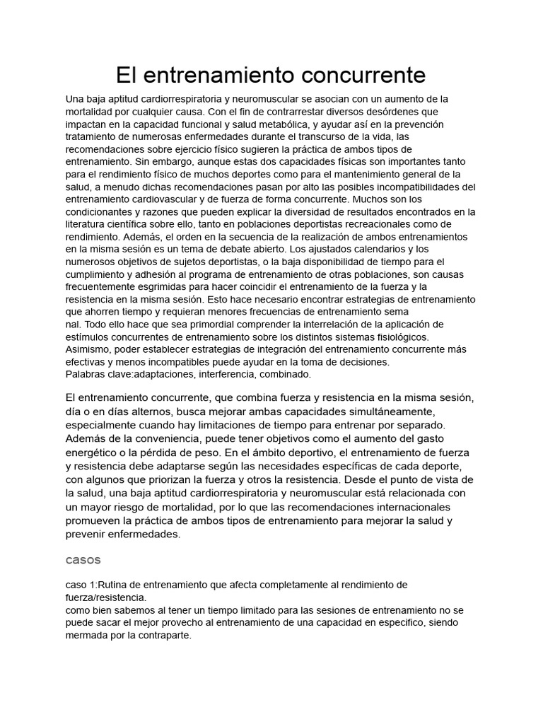 Estrategias de Entrenamiento Concurrente | PDF | Entrenamiento de ...