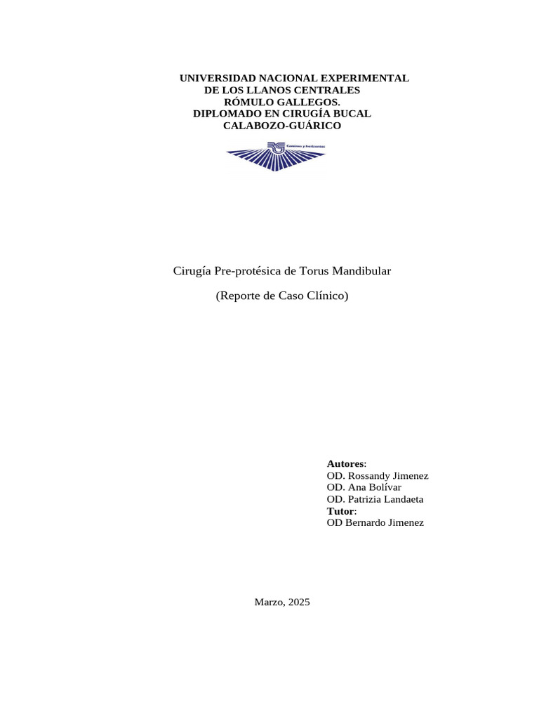 Cirugía de Torus Mandibular: Caso Clínico | PDF | Hueso | Cirugía