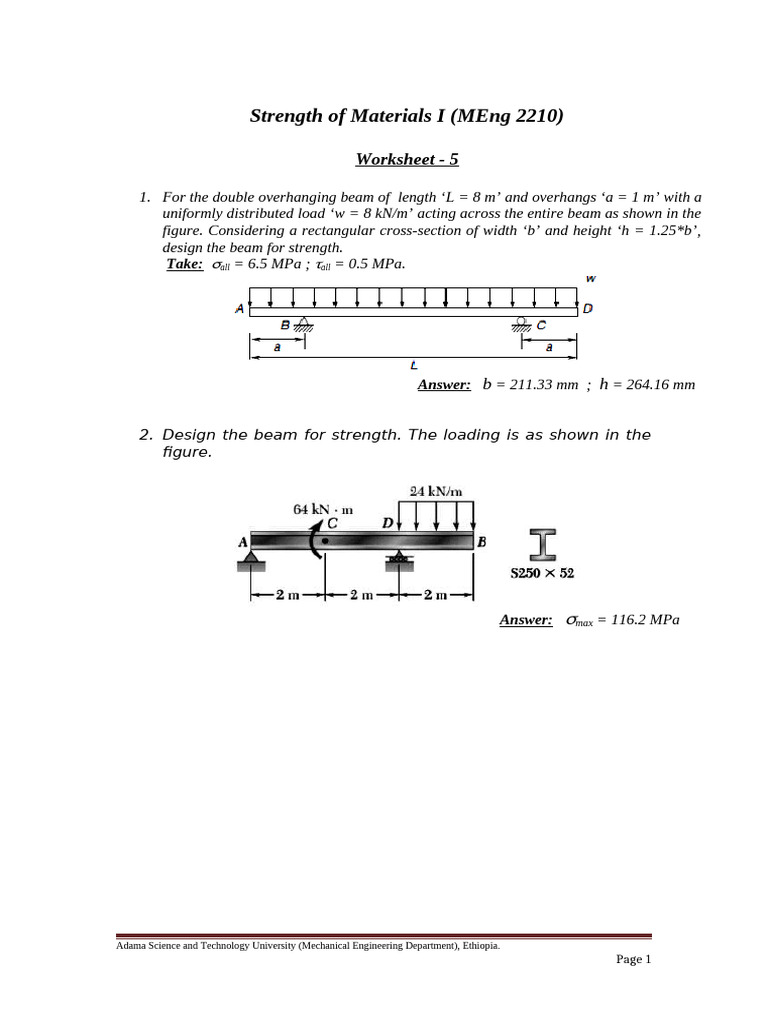 Beam Design for Strength Analysis | PDF