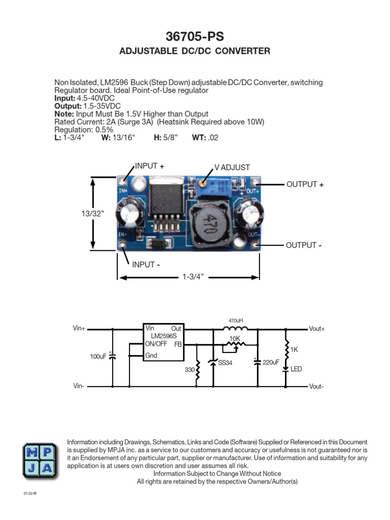 LM2596 Adjustable DC/DC Converter | PDF