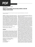 Influence of Formulation and Processing Variables On Ball Mill Refining of Milk Chocolate