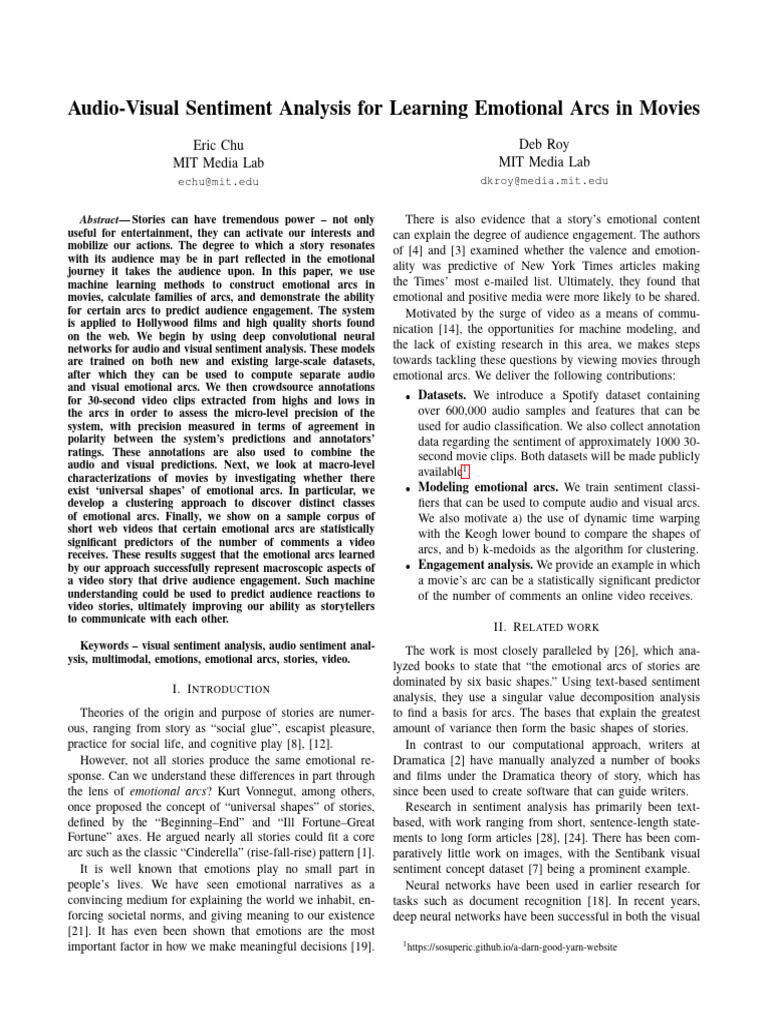 Audio-Visual Sentiment Analysis For Learning Emotional Arcs in Movies ...