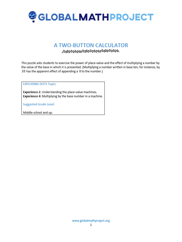 PUZZLE Two Button Calculator 1 | PDF | Calculator | Mathematics