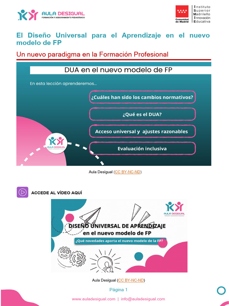 DUA en el Nuevo Modelo de FP | PDF | Inclusión (Educación) | Evaluación