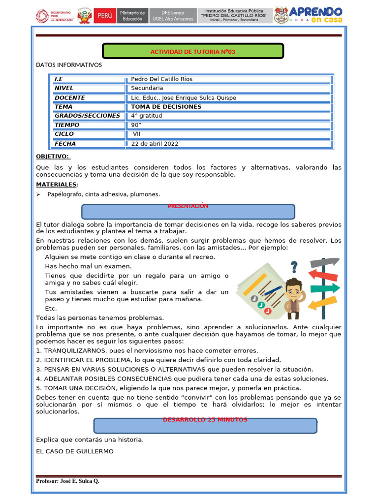 Toma de Decisiones en Secundaria | PDF | Toma de decisiones
