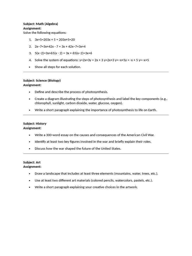 Multi-Subject Assignment Overview | PDF
