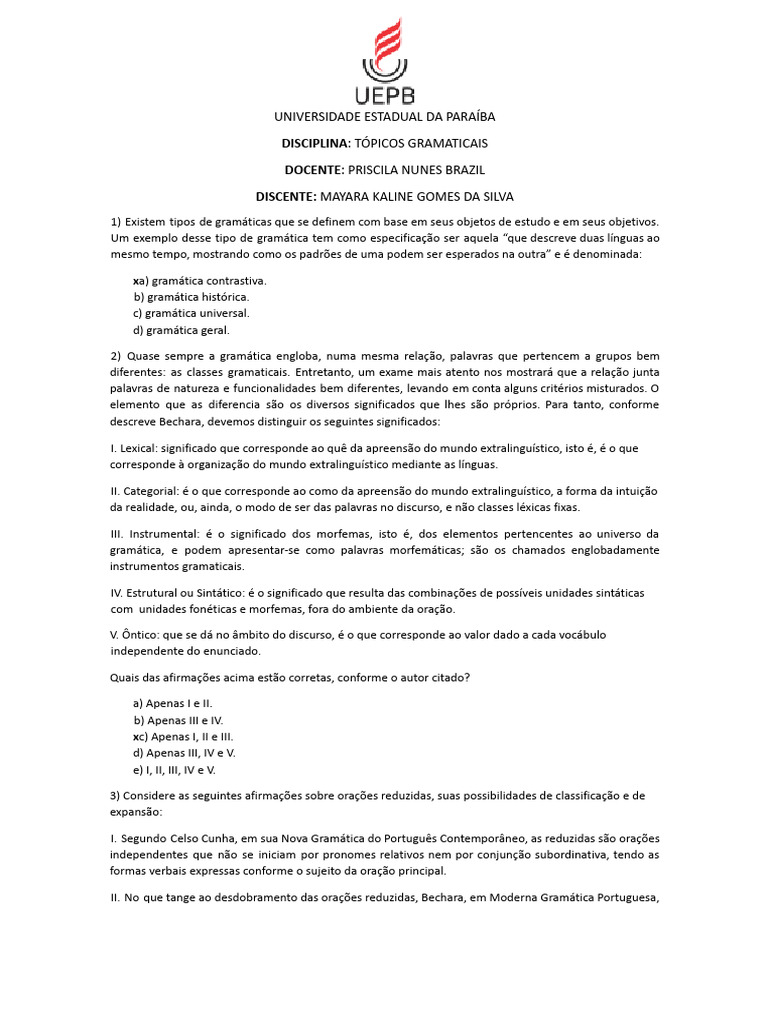 Tipos de Gramáticas e Seus Significados | PDF | Gramática | Palavra