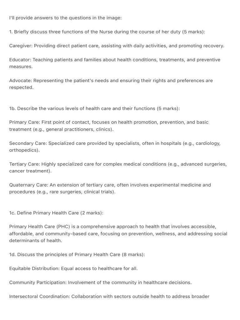 Nursing Roles and Health Care Levels Explained | PDF | Health Care ...
