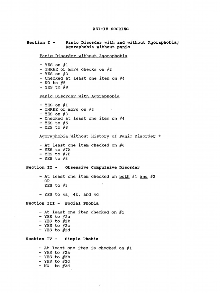 10a ASI IV Score Key | PDF