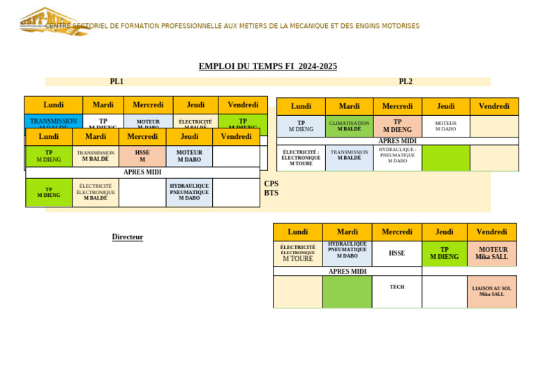Emploi du temps FI 2024-2025 | PDF