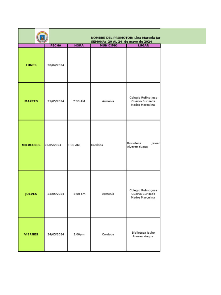 Actividades Educativas del 20 al 24 de Mayo | PDF