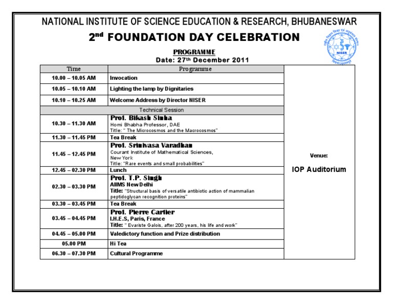 2nd Foundation Day Celebration Agenda | PDF | Social Science