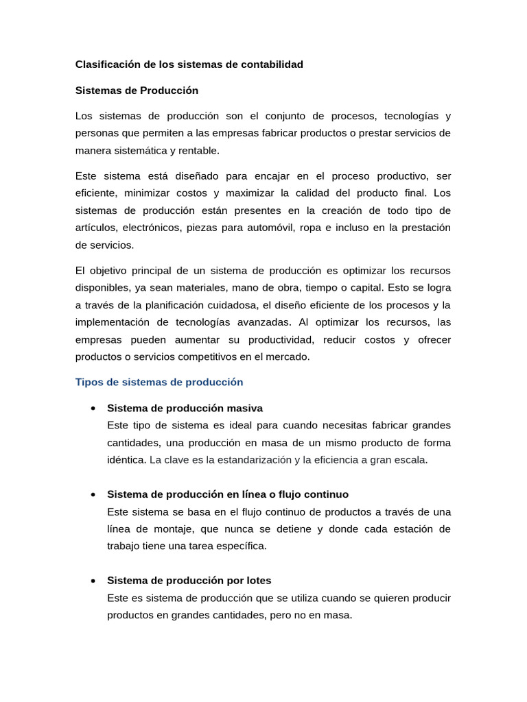 Clasificación de Los Sistemas de Contabilidad | PDF