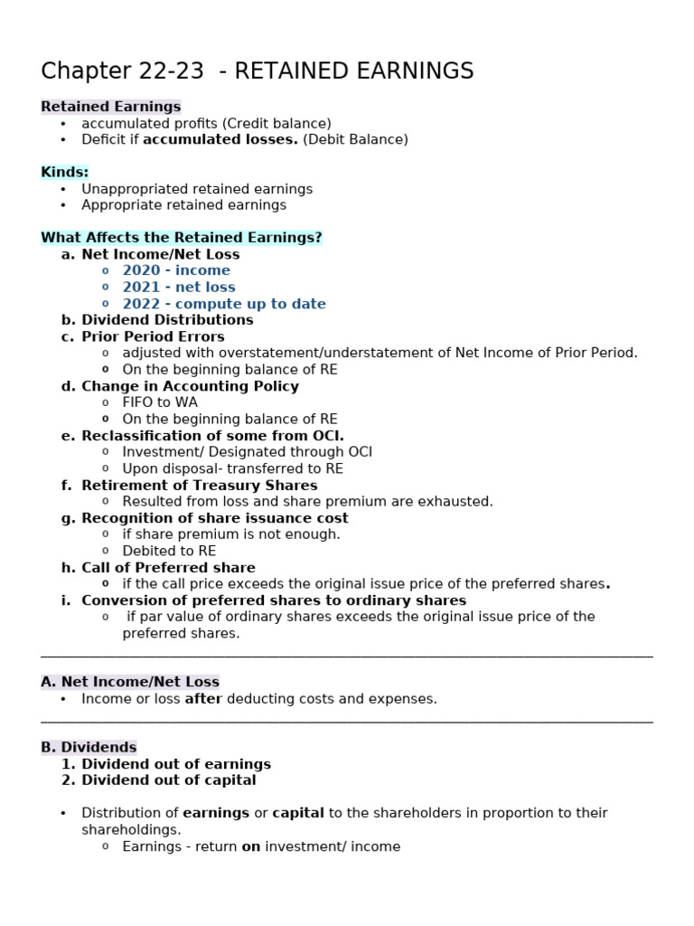 Understanding Retained Earnings and Dividends | PDF | Dividend ...