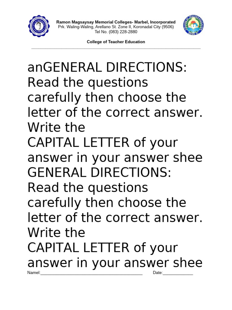 Standardize Test Pdf