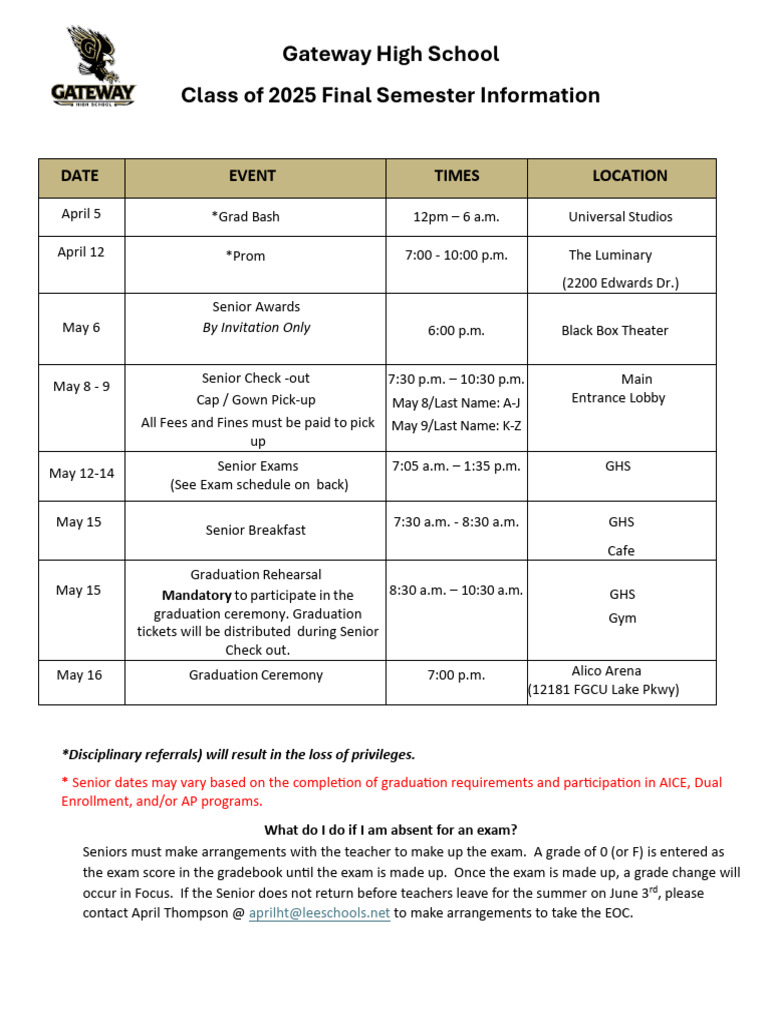 Senior Final Exam Schedule 2025 | PDF | Advanced Placement | Academic Term