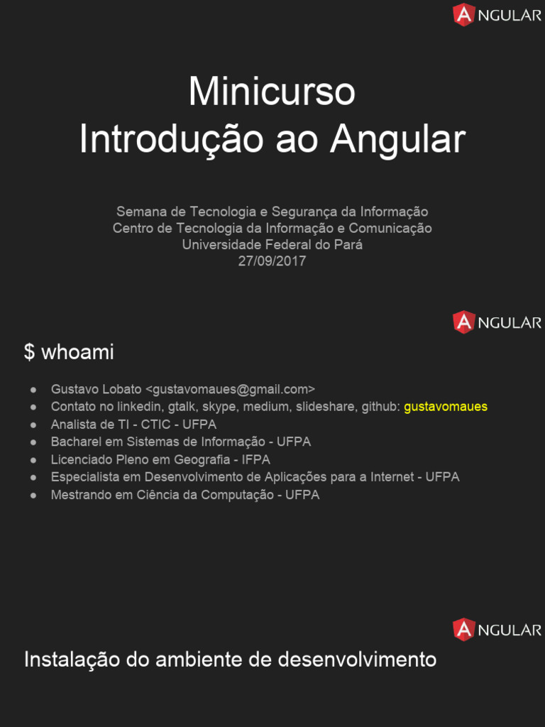 Minicurso: Introdução ao Angular | PDF | Html | Script Java