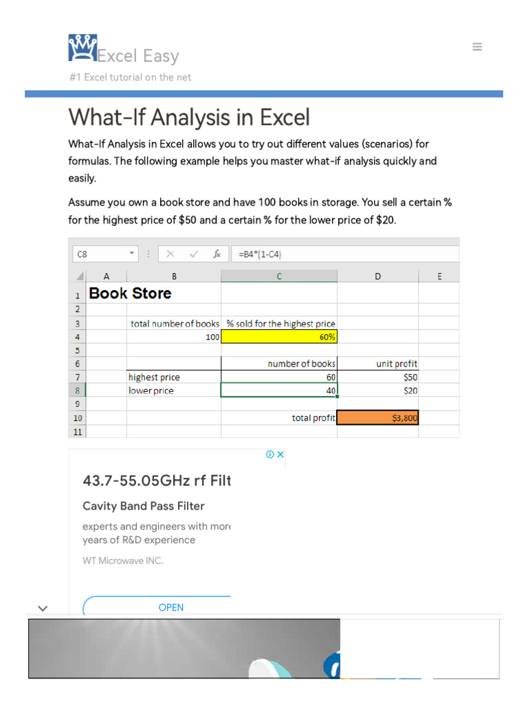 Excel What-If Analysis Guide | PDF | Microsoft Excel