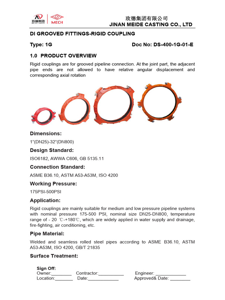 Di Grooved Fittings-Rigid Coupling | PDF | Materials | Metalworking