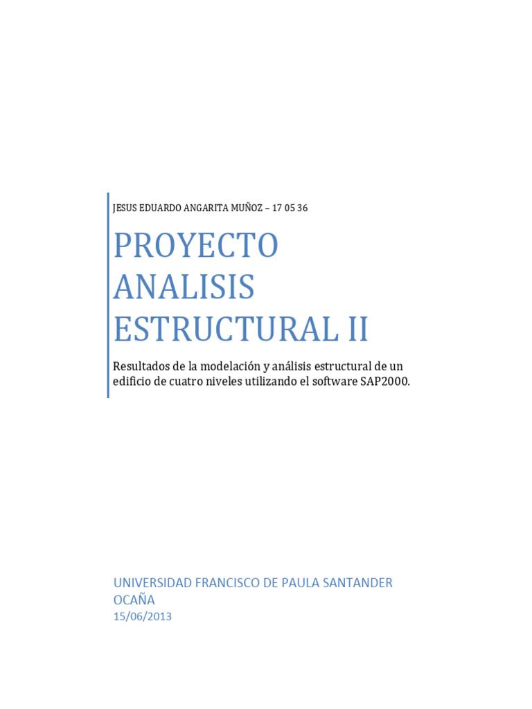 Análisis Estructural De Edificio En Sap2000 Pdf Edificio Diseño