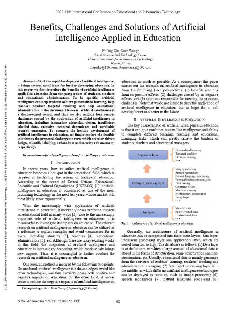 AI in Education: Benefits and Challenges | PDF | Artificial ...